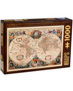 Пъзел D-Toys от 1000 части - Винтидж карти, Старинна карта