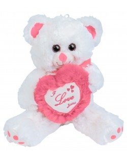 Плюшена играчка Morgenroth Plusch - Мече с розово сърце I Love You, 36 cm
