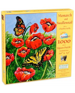 Пъзел SunsOut от 1000 части - Пеперуди и макова, Карлси Кели