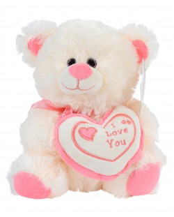 Плюшена играчка Morgenroth Plusch - Мече с розово сърце I love you, 20 cm
