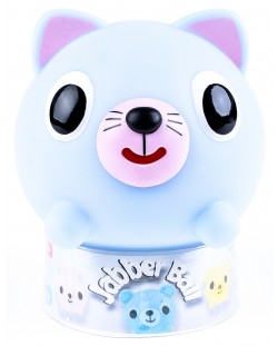 Пищяща гумена играчка Sankyo Toys - Jabber Ball, коте, синьо