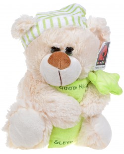 Плюшена играчка Morgenroth Plusch – Мече със зелена шапка и възглавничка “Сладки сънища”, 30 cm
