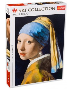 Пъзел Trefl от 1000 части - Момиче с перлена обица, Йоханес Вермер