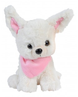 Плюшена играчка Morgenroth Plusch - Кученце Чихуахуа, бяло с розова кърпа, 22 cm