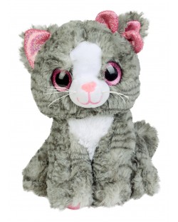 Плюшена играчка Morgenroth Plusch - Коте с розова панделка, 26 cm