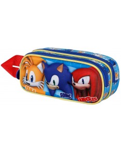 Ученически 3D несесер Karactermania Sonic - Trio, 2 ципа