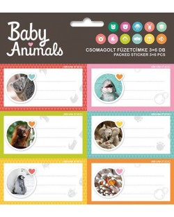 Ученически етикети Ars Una Baby Animals - 18 броя