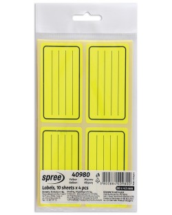 Ученически етикети Spree - Неоново жълти, 40 броя