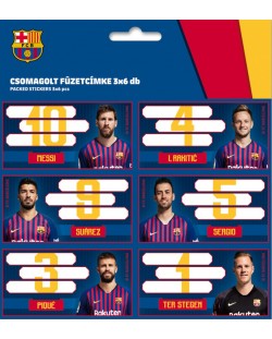 Ученически етикети Ars Una FC Barcelona - 18 броя, с номера