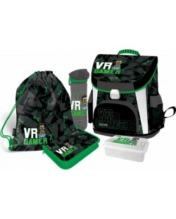 Ученически комплект Lizzy Card VR Gamer - Раница, спортна торба, несесер, кутия за храна и бутилка