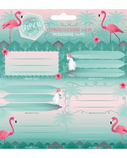 Ученически етикети Ars Una Pink Flamingo - 18 броя