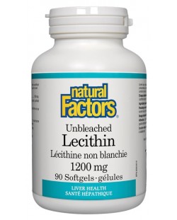 Unbleached Lecithin, 1200 mg, 90 капсули, Natural Factors