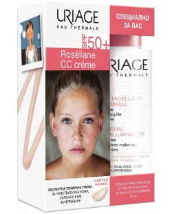 Uriage Roseliane Комплект - Мицеларна вода и Тониран крем, SPF50+, 100 + 40 ml (Лимитирано)