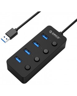 USB хъб Orico - W9PH4-U3-V1-BK-PRO, 4 порта, USB-А, черен