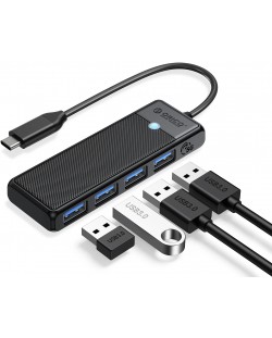 USB хъб Orico - PAPW4A-C3-015-BK, 4 порта, USB3.0, черен