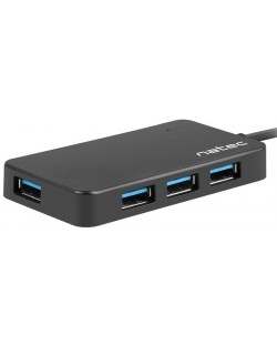 USB хъб Natec - Silkworm, 4 порта, USB-C, черен