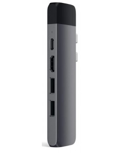 USB хъб Satechi - Aluminium Pro, 6 порта, USB-C, сив