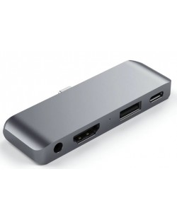 USB хъб Satechi - Aluminium Mobile Pro, 4 порта, USB-C, сив
