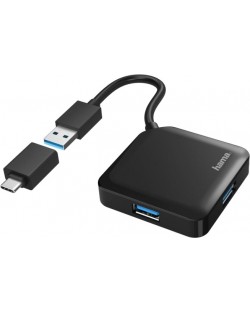 USB-C 4-портов хъб USB 3.2 Gen.1 , черен, USB- C адаптер