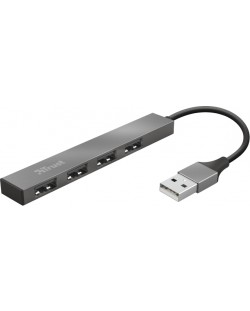 USB хъб Trust - Halyx Mini, 4-порта, USB-A, сив