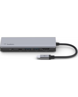 USB хъб Belkin - Connect, 7 порта, USB-C, сив