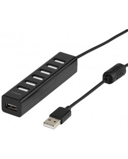 USB хъб Vivanco - 36661, 7 порта, захр.адаптер, черен