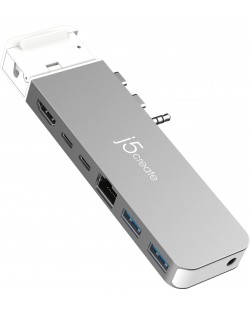 USB хъб j5create - JCD395, 4K60 Pro, MagSafe Kit, 8 порта, MacBook Pro, сив