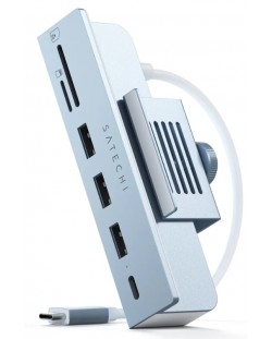 USB хъб Satechi - Clamp Hub, 6 порта, USB-C, iMac 24" 2021, син