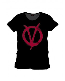 Тениска V for Vendetta - Red Symbol, черна, размер S