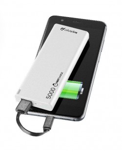 Портативна батерия Cellularline - FreePower Slim, 5000 mAh, бяла
