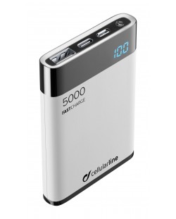 Портативна батерия Cellularline - Manta HD, 5000 mAh, бяла