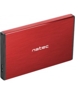 Външен HDD/SSD корпус Natec - Rhino Go, 2.5", USB 3.0, червен