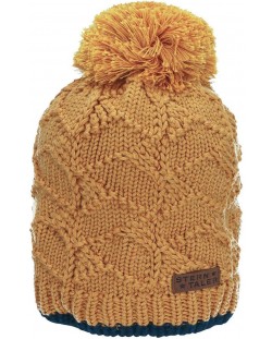 Вълнена зимна шапка с помпон Sterntaler - 55 cm, 4-6 г, жълта