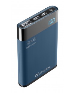 Портативна батерия Cellularline - Manta HD, 5000 mAh, синя