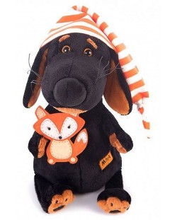 Плюшена играчка Budi Basa - Кученце Ваксон, с нощна шапка и лисица, 29 cm