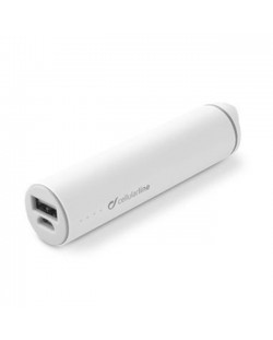 Портативна батерия Cellularline - Smarty, 2200 mAh, бяла