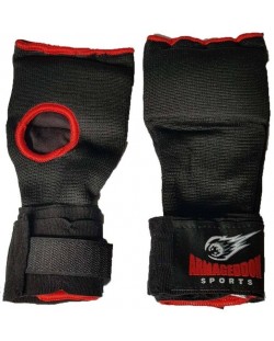 Вътрешни ръкавици за бокс Armageddon Sports - Easy Wrap,  черни/червени
