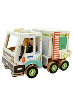 Дървен 3D пъзел Robo Time от 48 части - Почистващ камион