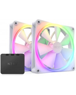 Вентилатори NZXT - F140 RGB White, 140 mm, RGB, 2 броя, контролер