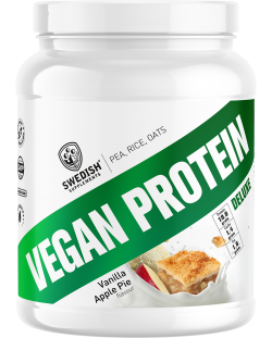 Vegan Protein Deluxe, ванилия с ябълков пай, 750 g, Swedish Supplements