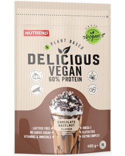 Delicious Vegan Protein, шоколад с лешник, 450 g, Nutrend