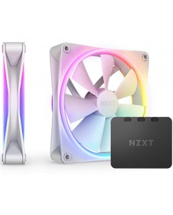 Вентилатори NZXT - F140 RGB Duo White, 140 mm, RGB, 2 броя, контролер