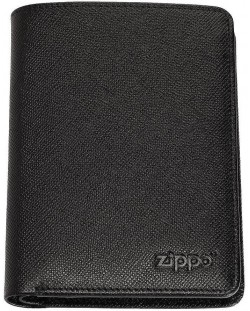 Вертикален мъжки портфейл Zippo Saffiano - RFID защита, черен