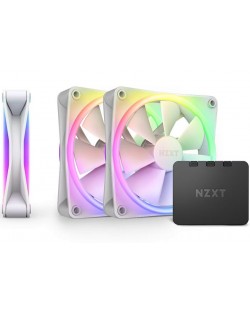 Вентилатори NZXT - F120 RGB Duo White, 120 mm, RGB, 3 броя, контролер