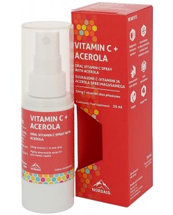 Vitamin C + Acerola Спрей за уста, касис, 30 ml, Nordaid	
