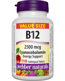 Vitamin B12, 2500 mcg, 110 таблетки, Webber Naturals