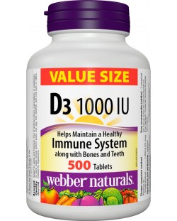 Vitamin D3, 1000 IU, 500 таблетки, Webber Naturals