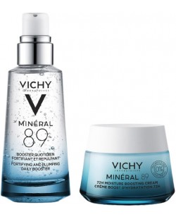 Vichy Minéral 89 Комплект - Хидратиращ гел-бустер и Лек хидратиращ крем, 2 x 50 ml
