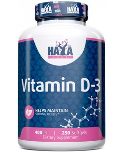 Vitamin D3, 400 IU, 250 капсули, Haya Labs
