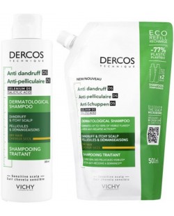Vichy Dercos Комплект - Шампоан против пърхот за суха коса Anti-dandruff DS и Пълнител, 200 + 500 ml